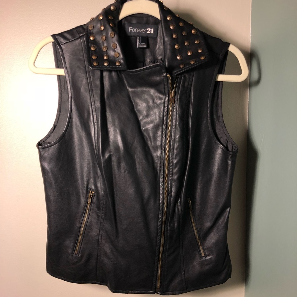 Faux Leather Biker Vest, Studded.